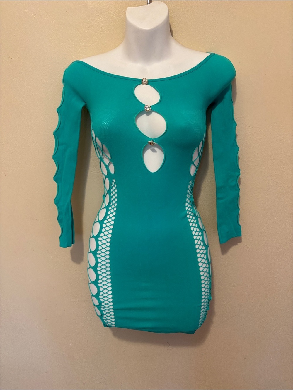 Fashion Nova Teal Cutout Bodycon Mini Dress